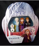 Frozen II PEZ Dispenser 4 in tin gift pack Olaf face on back NEW - $13.95