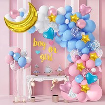 Pink And Blue Baby Gender Reveal Balloons,Different Sizes With Stars,Moon,Love M - $22.99