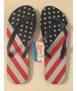July 4th flip flops Size 9  10 patriotic flag shoes thongs stars stripes... - £6.04 GBP