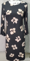 Tommy Hilfiger Sheath Dress Women&#39;s Size 2 Black Floral Long Sleeve Back Zipper - £29.55 GBP