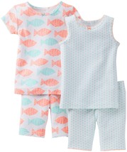 Carter's Baby Girls Pajama Set Fish Muticolor 4 Pieces - $15.05
