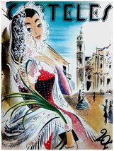 163.Cuban Fashion Poster&quot;Girl in front of Cathedral&quot;art.Decoration dreams - £12.83 GBP+