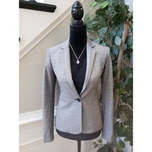 Express Blazer Jacket Women&#39;s 00 Gray Plaid Stretch Single Breasted Notc... - $27.72