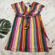 Eloquii Womens Rainbow Colorful Stripe Midi Dress Plus Size 22 New Flaw Draped - £21.79 GBP