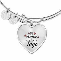 Express Your Love Gifts Mi Amor ES Tuyo Heart Bangle Stainless Steel or 18k Gold - £27.65 GBP