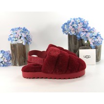 UGG Fluff Oh Yea Robe Red Sheepskin Fur Slippers Slides Sandals Size 6 NIB - £93.06 GBP
