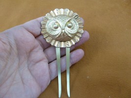 (CH-BIRD-3) Owl head round textured trim brass hair pin pick stick HAIRPIN - $23.36