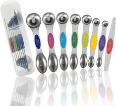 Magnetic Measuring Spoons Set Stainless Steel Multicolor Set of 8 for Kitchen Do - £17.92 GBP