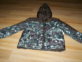 Size XS 4-5 Faded Glory Reversible Winter Coat Green Camouflage Camo Brown EUC - £17.30 GBP