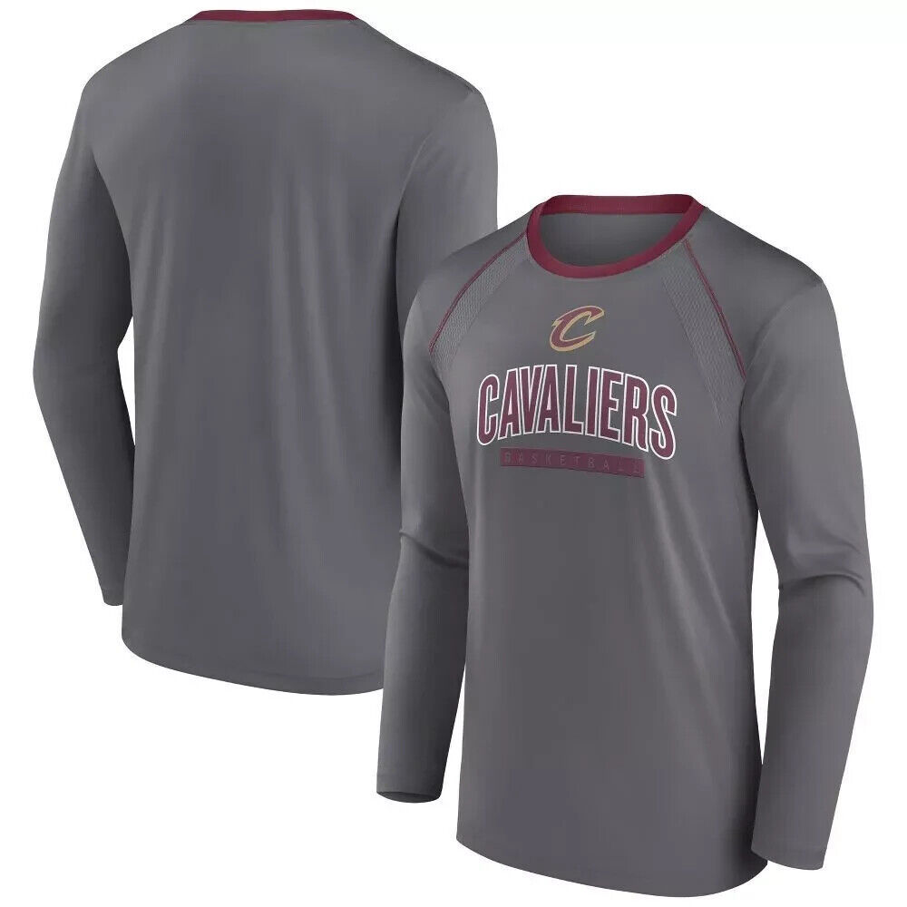 NBA Cleveland Cavaliers Men's Long Sleeve Gray Pick and Roll Poly Performance XL