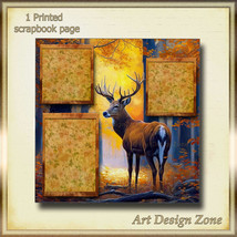 A Deer in the Woods Scrapbook Page -1 Bucks &amp; Fall Colored 3 Photo Areas - $15.00