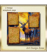 A Deer in the Woods Scrapbook Page -1 Bucks &amp; Fall Colored 3 Photo Areas - $16.46 CAD