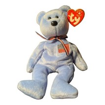 America Blue Bear 9th Generation 2001 Retired Ty Beanie Baby Collectible - £11.17 GBP