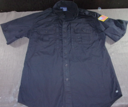 Propper Blue Tactical Short Sleeve Zip Uniform Mens Shirt &amp; American Flag Medium - £19.64 GBP