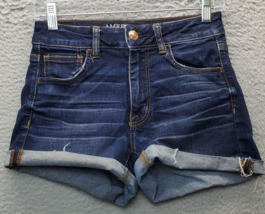 American Eagle Outfitters Shorts Womens Size 4 Blue Denim Super Stretch Fold Up - £13.82 GBP