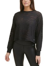 DKNY Womens Tiger Burnout Crop T-Shirt Size Medium Color Black - £20.42 GBP