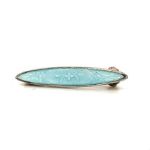 Antique Signed Sterling Pair Of Victorian Light Blue Enamel Guilloche Pin Brooch - £51.71 GBP