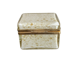 Vintage Murano Blown Art Glass Gold Flecks Copper Casket Hinged Dresser Box - £237.19 GBP