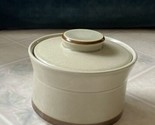 Stoneware Crock Brown Stripe with Lid Japan 4.25&quot; Diam x 2.75&quot; Height Ha... - £29.22 GBP