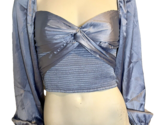 NWT Urban Outfitters Blue Long Sleeve Sweetheart Neck Cropped Top Sz S - £26.57 GBP
