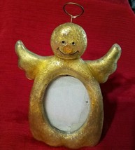 Vintage Gold and Clear Lucite Smiling Snowman Angel Picture Frame EUC Su... - £9.07 GBP