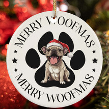 Merry Woofmas French Bulldog Dog Paw Lover Christmas Ornament Gift Decor Hanging - $15.79