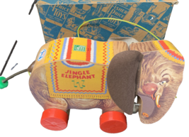Fisher-Price Jingle Elephant Pull Toy Swaying Head FP 1993  What is cert... - $551.37 MXN