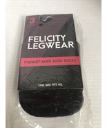 Felicity Fishnet Knee High Socks Womens Black 3 pair One Size New - $9.90