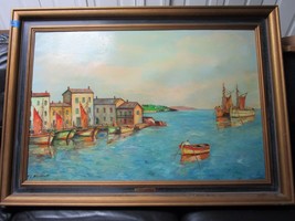 T.L. Novaretti Original Oil Painting Professionally Framed Harbor - £2,400.77 GBP
