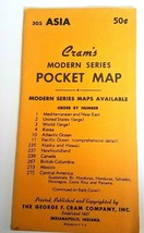 Vintage 1950&#39;s Cram&#39;s Modern Series Pocket Map Asia No 305 - £13.86 GBP