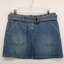The Limited Womens Belted Short Denim Skirt Size 6 Blue Jean Medium Wash Pockets - £11.66 GBP