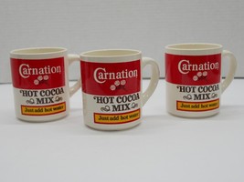 Set Of 3 Vintage Carnation Hot Cocoa Mix Advertising Coffee Cup Mugs Ceramic - £11.78 GBP
