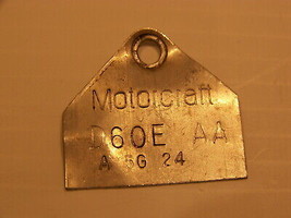 VINTAGE 70&#39;S FORD MOTORCRAFT CARBURETOR TAG OEM D60E AA A 5G 24 - $17.98