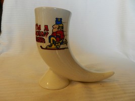 Vintage I&#39;m A Horny Skier White Ceramic Horn Beer Mug 6&quot; Tall - £32.17 GBP