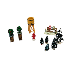 Vintage Lemax Lot of 10 Christmas Village Accessories Mail Trees Fire Bushes - £14.09 GBP