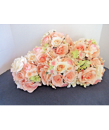 Wedding  bouquets  lot of 6   silk peach blush roses hydrangea  7&quot; high - £28.49 GBP
