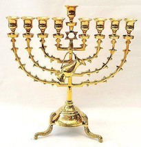 Temple Menorah HANUKKAH Gold Plated Candle Holder from Jerusalem #2 - £333.33 GBP