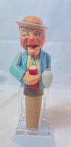 Cork Mechanical Vtg Carved Wood Man Drinking Wine Liquor Bottle Stopper - £27.65 GBP