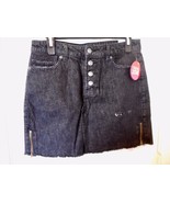 Women&#39;s Juniors Bongo Denim Black Destruction Zip Button Front Skirt Siz... - £15.50 GBP