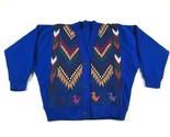 Vintage Azteco Maglione Uomo L Blu Reale Fatto a Mano Ricamato Sud-Ovest - $37.03
