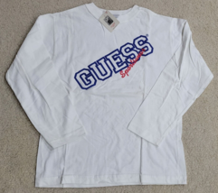 NEW Rare 90s Vintage GUESS Sportswear White Long Sleeve T Shirt SZ Kid S... - £13.91 GBP