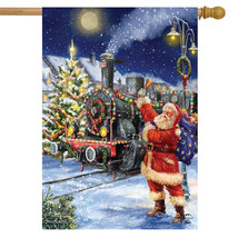 Polar Express Christmas House Flag Santa Claus Train 28&quot; X 40&quot; - £23.18 GBP