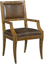 Dining Arm Chair Woodbridge Brompton Brown Leather Wood Brass Nail Heads - £1,294.08 GBP