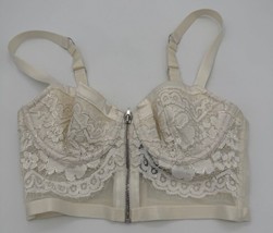 Victoria&#39;s Secret Lined Demi Bra Lace Bustier Ivory Silver Metallic Wome... - $29.39
