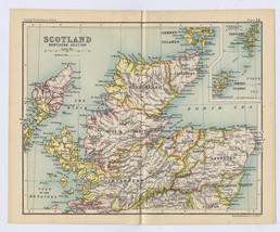 1912 Antique Map Of Northern Scotland Highlands Orkney / Verso Aberdeen Dundee - £19.94 GBP