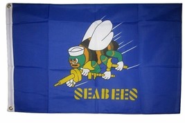 2x3 2&#39;x3&#39; U.S. Navy Seabees Sea Bees Flag Banner Poly 100D - £15.89 GBP