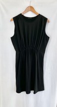 ATM Gathered Waist Mini Dress LARGE Sleeveless Stretch Black Pima Cotton... - £11.45 GBP