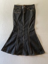 Bisou Bisou Skirt Sz 10 Blue Denim Mermaid Maxi Skirt Fairy Grunge Goth Boho 32 - £30.85 GBP