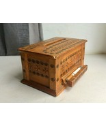 Rare Vintage Carved Wooden Cigarette Box / Case, Antique cigarette dispenser 50s - £51.13 GBP