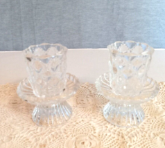 Party lite Quilted Crystal Votive Candle Holders Retired P9246 Pair - £8.89 GBP